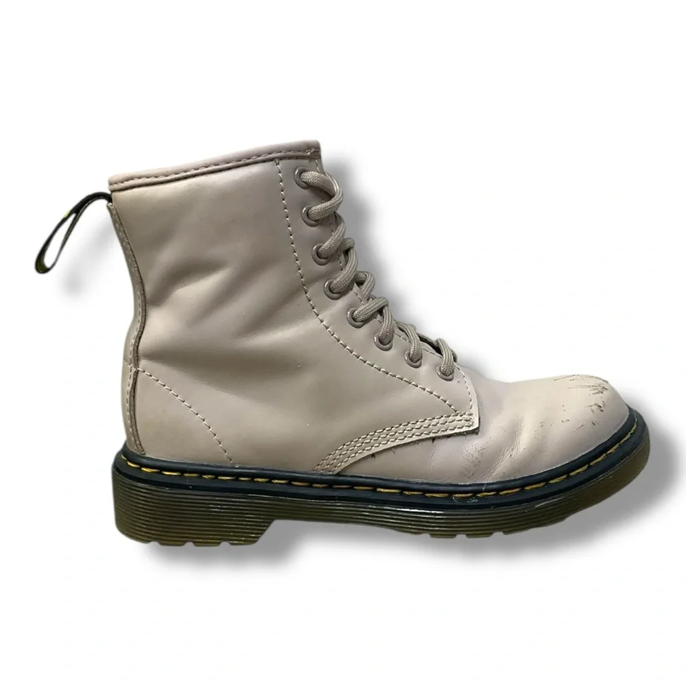 ⚡ Dr. Martens 1460 Kids‎ Boots 👢 Beige Leather w/ Side Zips